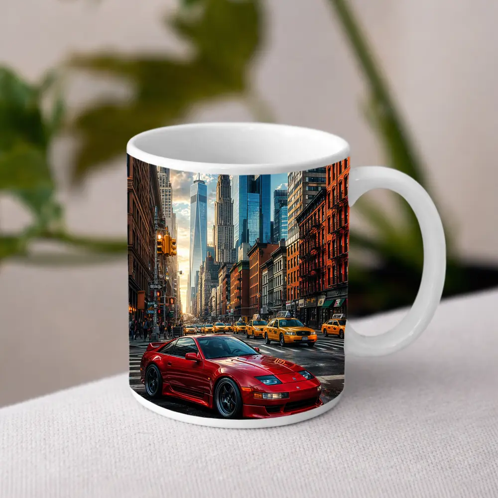 Nissan 300ZX Red Sports Car New York City – Mugs