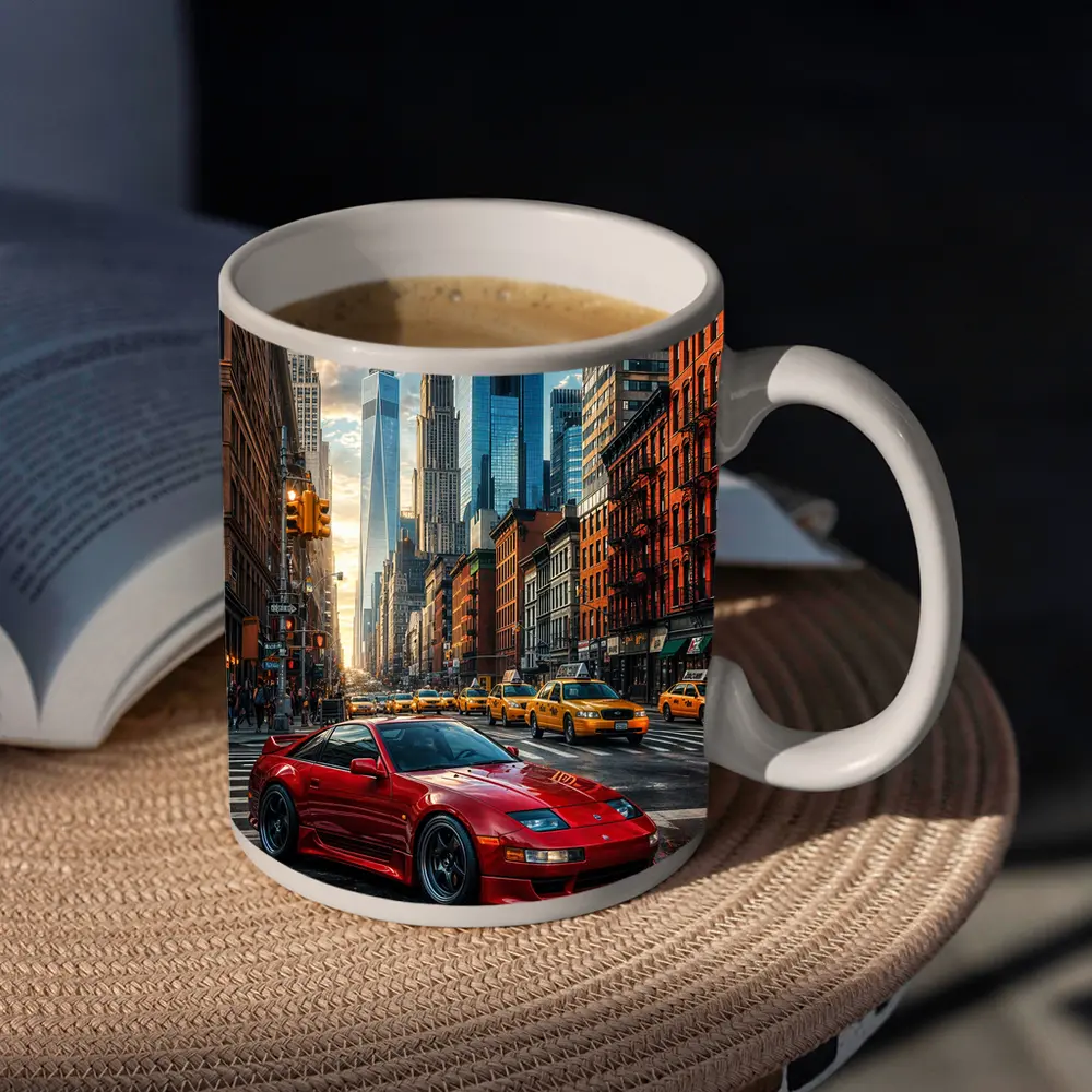 Nissan 300ZX Red Sports Car New York City – Mugs