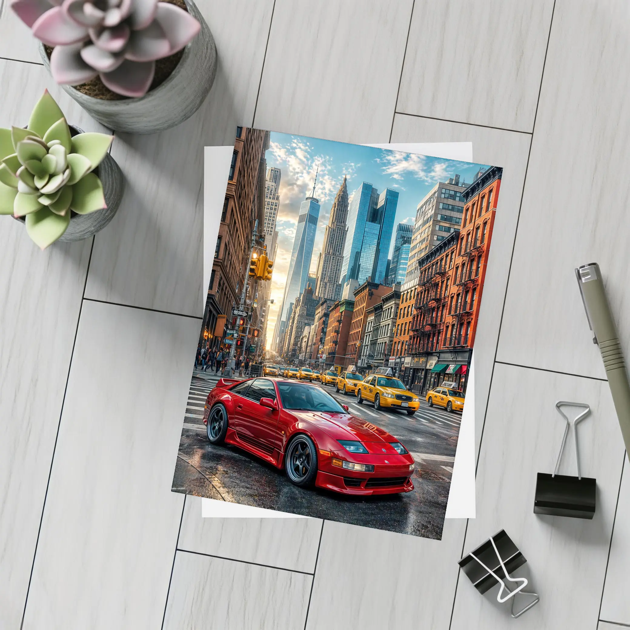 Nissan 300ZX Red Sports Car New York City – Postcards