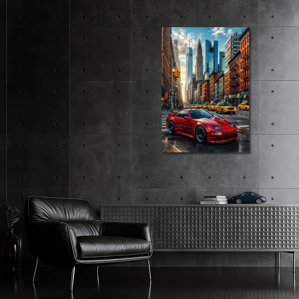 Nissan 300ZX Red Sports Car New York City – Wall Art