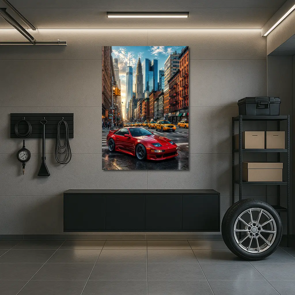 Nissan 300ZX Red Sports Car New York City – Wall Art
