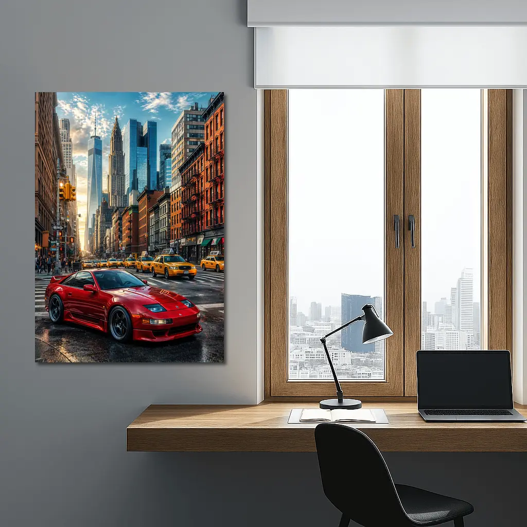 Nissan 300ZX Red Sports Car New York City – Wall Art