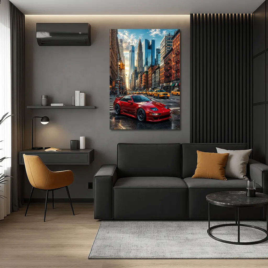 Nissan 300ZX Red Sports Car New York City – Wall Art