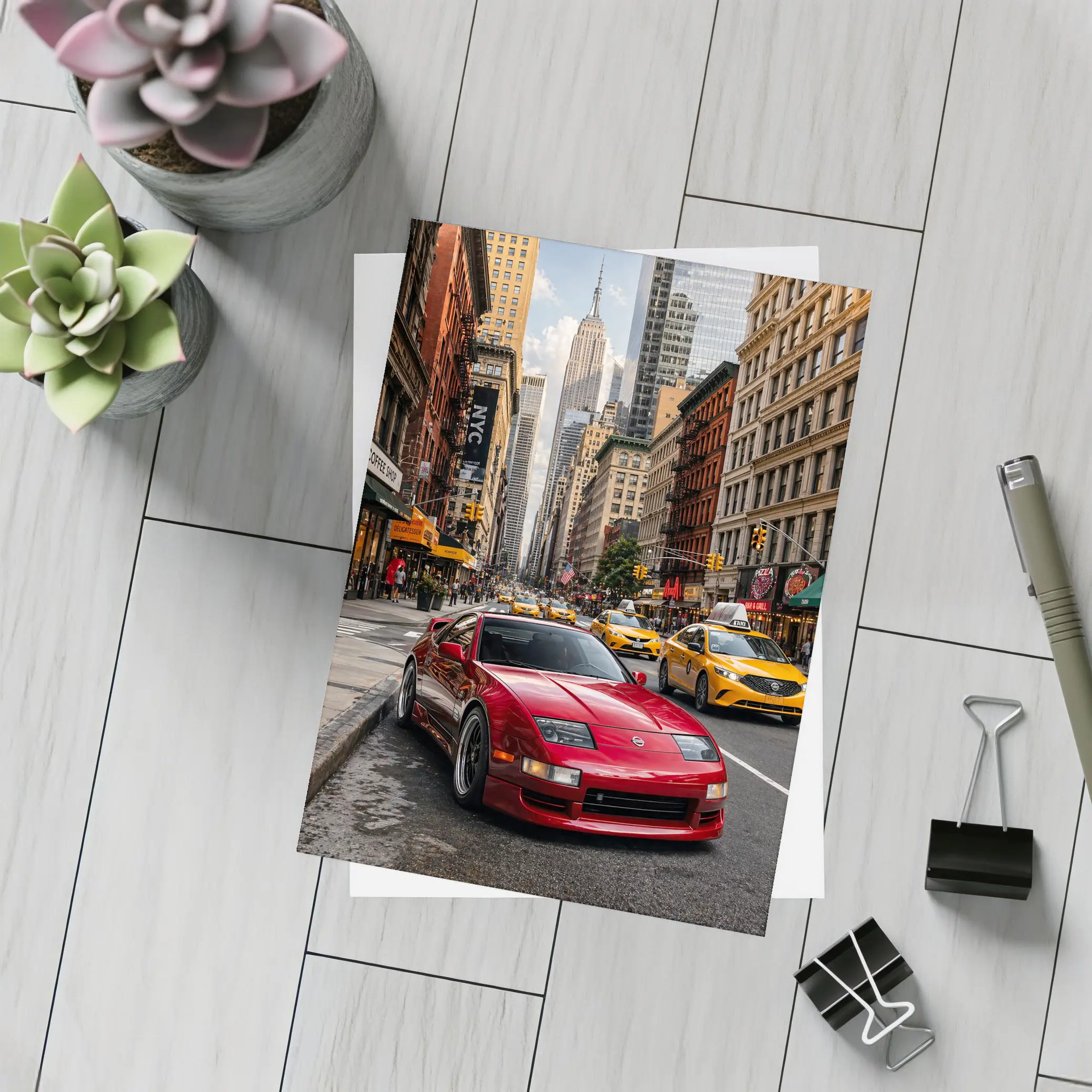 Nissan 300ZX Red Sports Car New York – Postcards