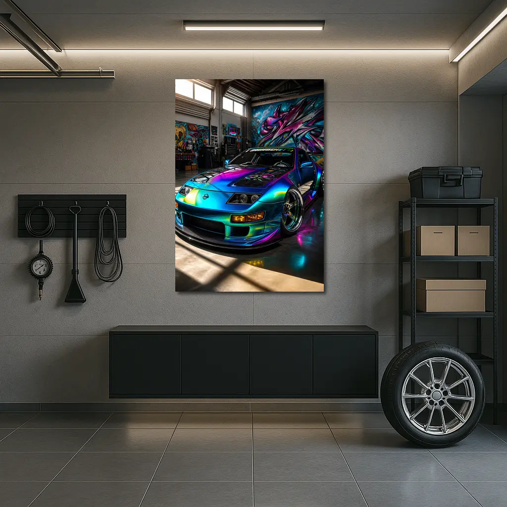 Nissan 300ZX Iridescent Wrap Garage Graffiti – Wall Art
