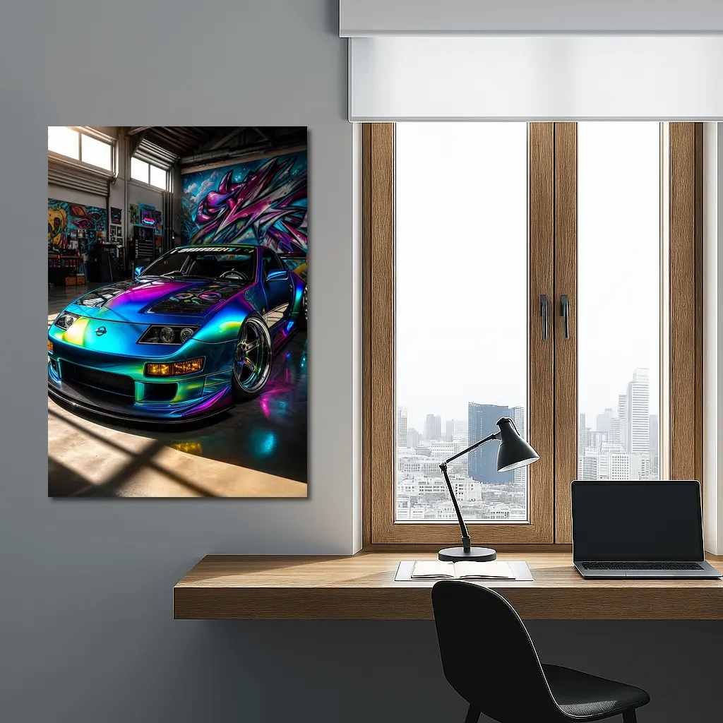Nissan 300ZX Iridescent Wrap Garage Graffiti – Wall Art
