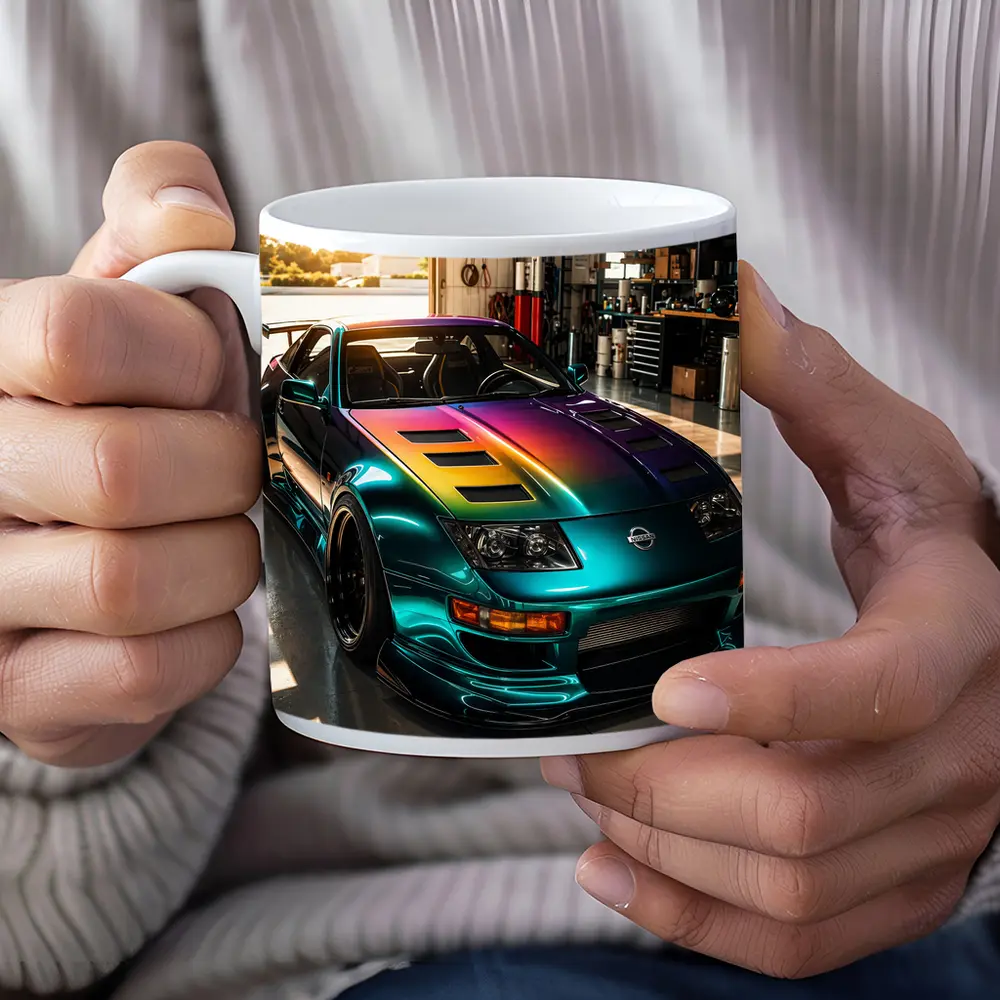 Nissan 300ZX Rainbow Paint Garage Shot – Mugs
