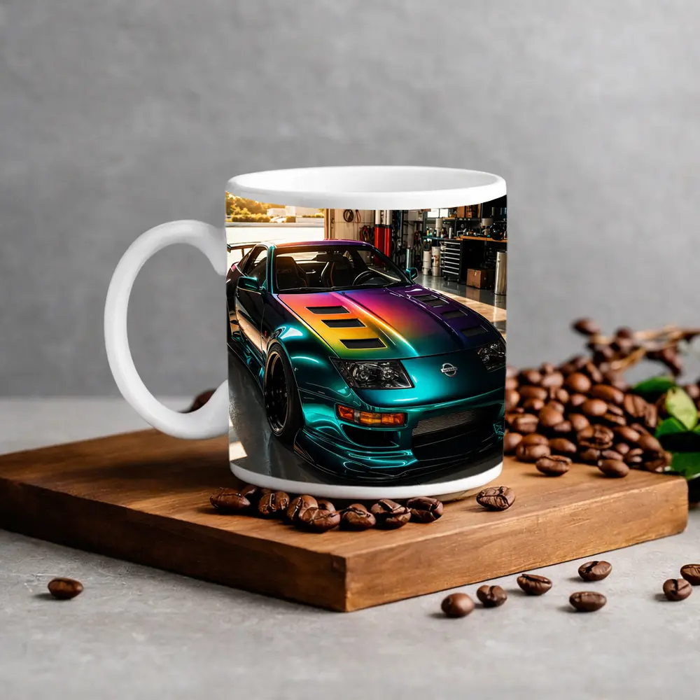 Nissan 300ZX Rainbow Paint Garage Shot – Mugs