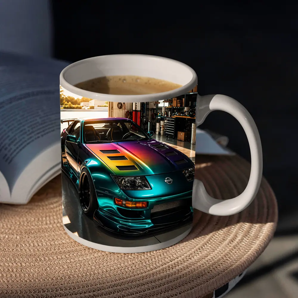 Nissan 300ZX Rainbow Paint Garage Shot – Mugs