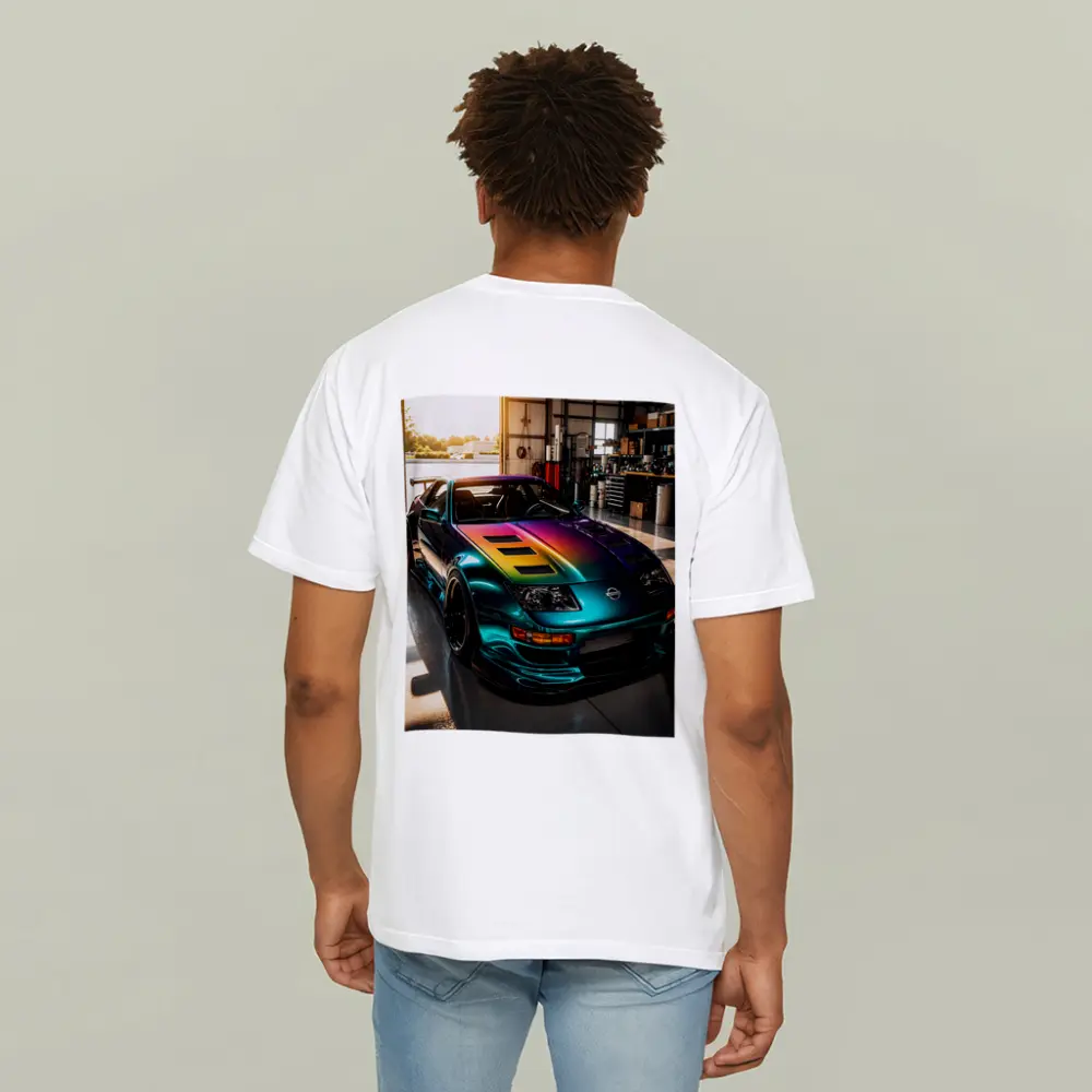 Nissan 300ZX Rainbow Paint Garage Shot – T-Shirts