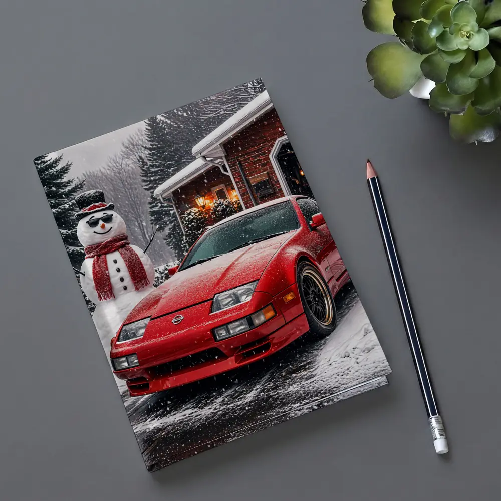 Nissan 300ZX Red Sports Car Winter Snow – Notebooks