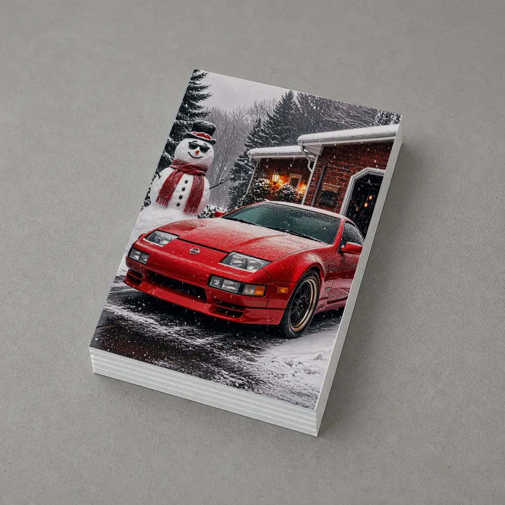 Nissan 300ZX Red Sports Car Winter Snow – Postcards