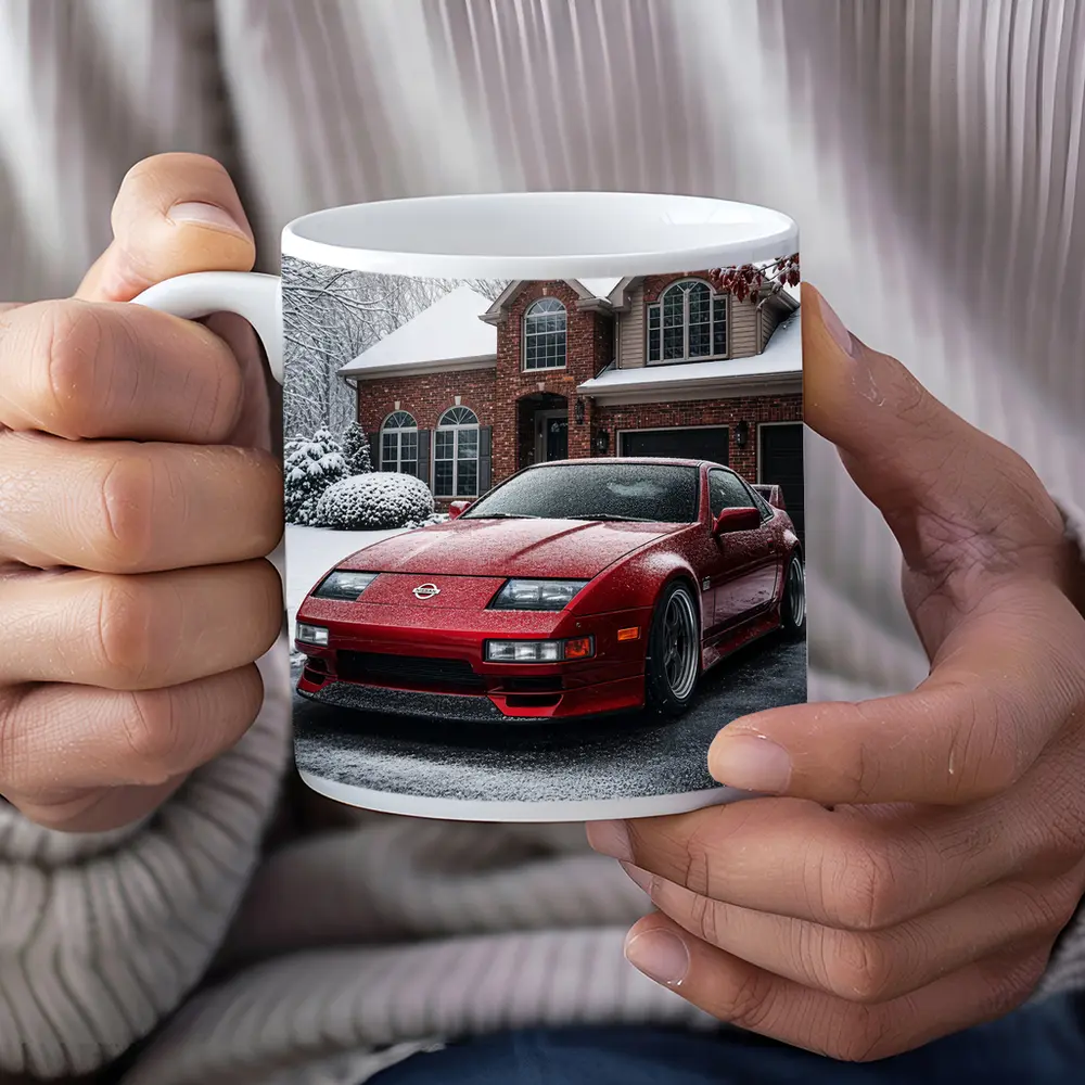 Nissan 300ZX Red Sports Car Winter Snow – Mugs