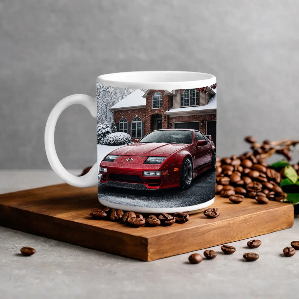 Nissan 300ZX Red Sports Car Winter Snow – Mugs