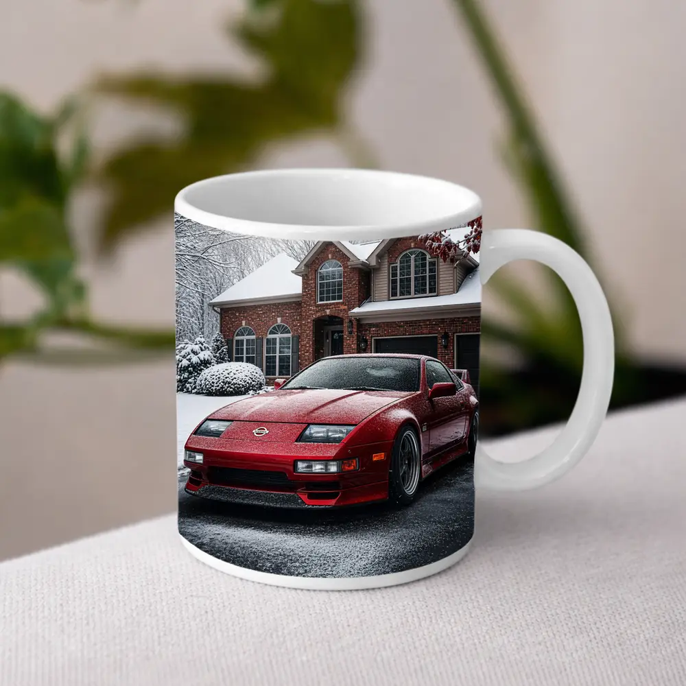 Nissan 300ZX Red Sports Car Winter Snow – Mugs