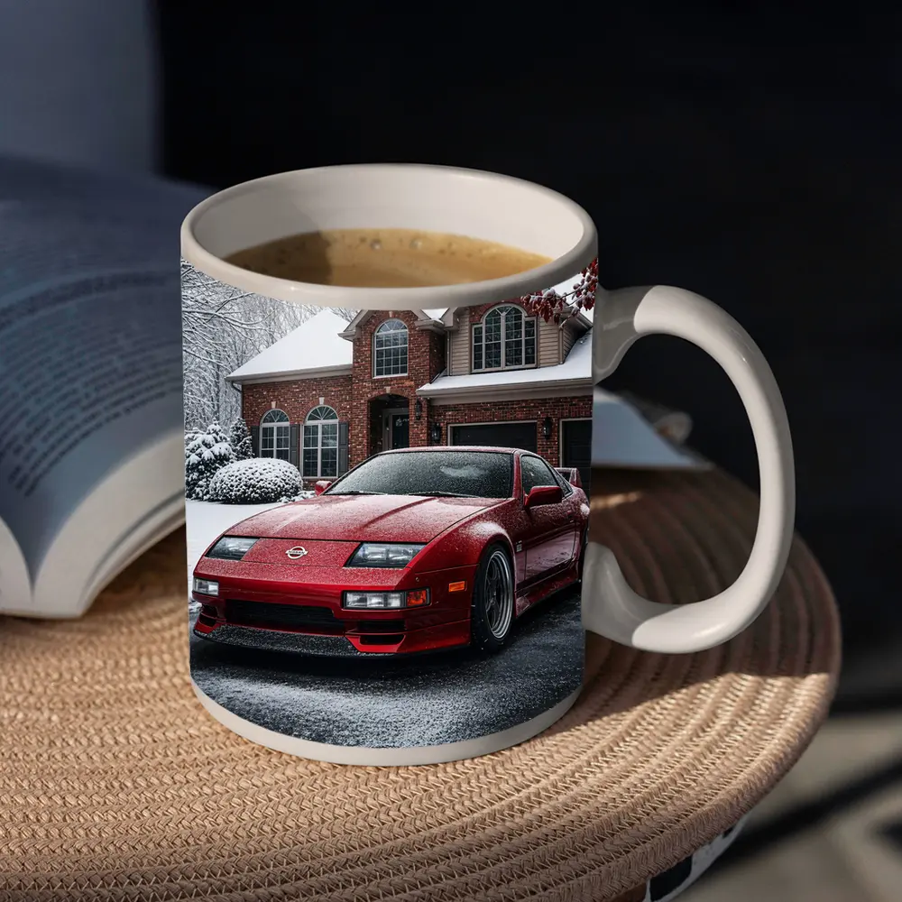 Nissan 300ZX Red Sports Car Winter Snow – Mugs