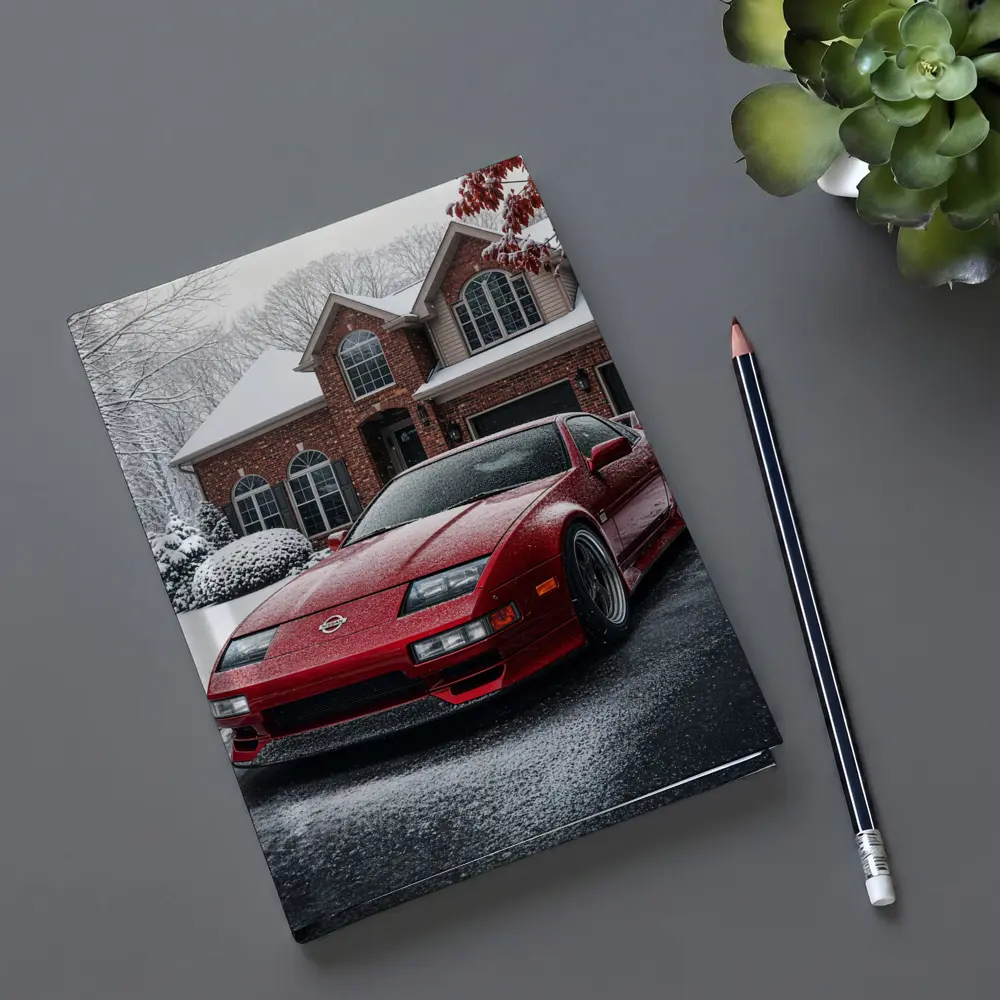 Nissan 300ZX Red Sports Car Winter Snow – Notebooks