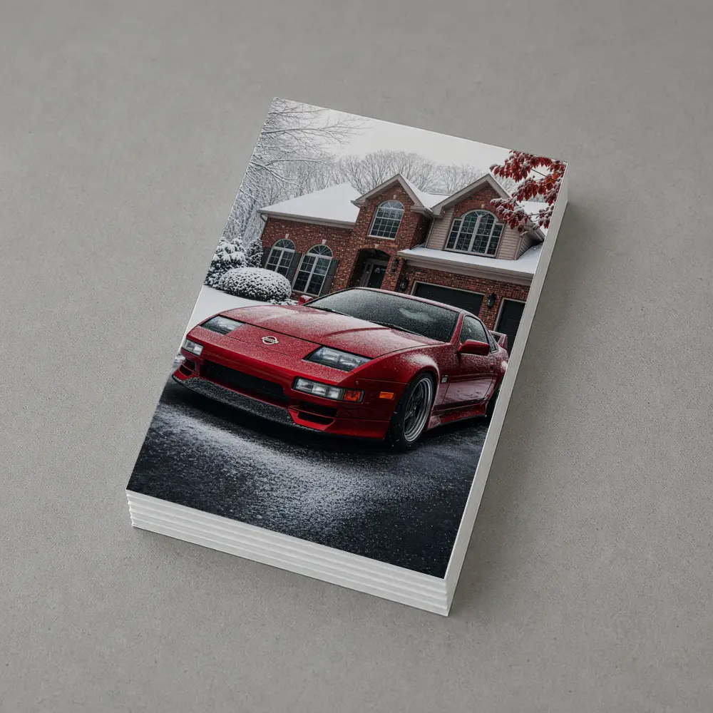 Nissan 300ZX Red Sports Car Winter Snow – Postcards
