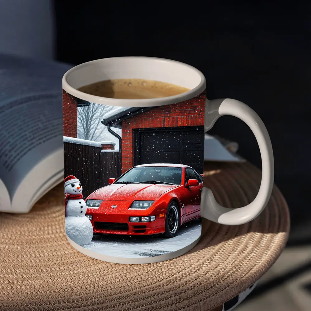 Nissan 300ZX Red Sports Car Winter Snow – Mugs