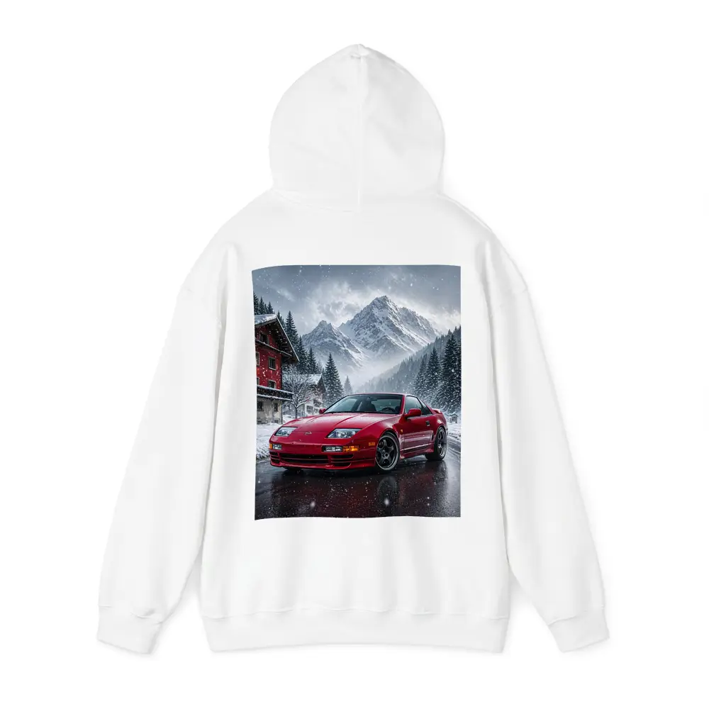 Nissan 300ZX Red Car Snowy Mountain Village – Hoodies