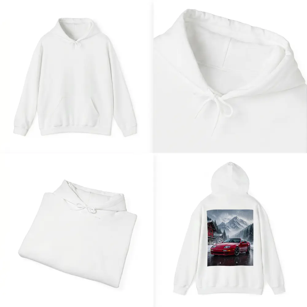 Nissan 300ZX Red Car Snowy Mountain Village – Hoodies
