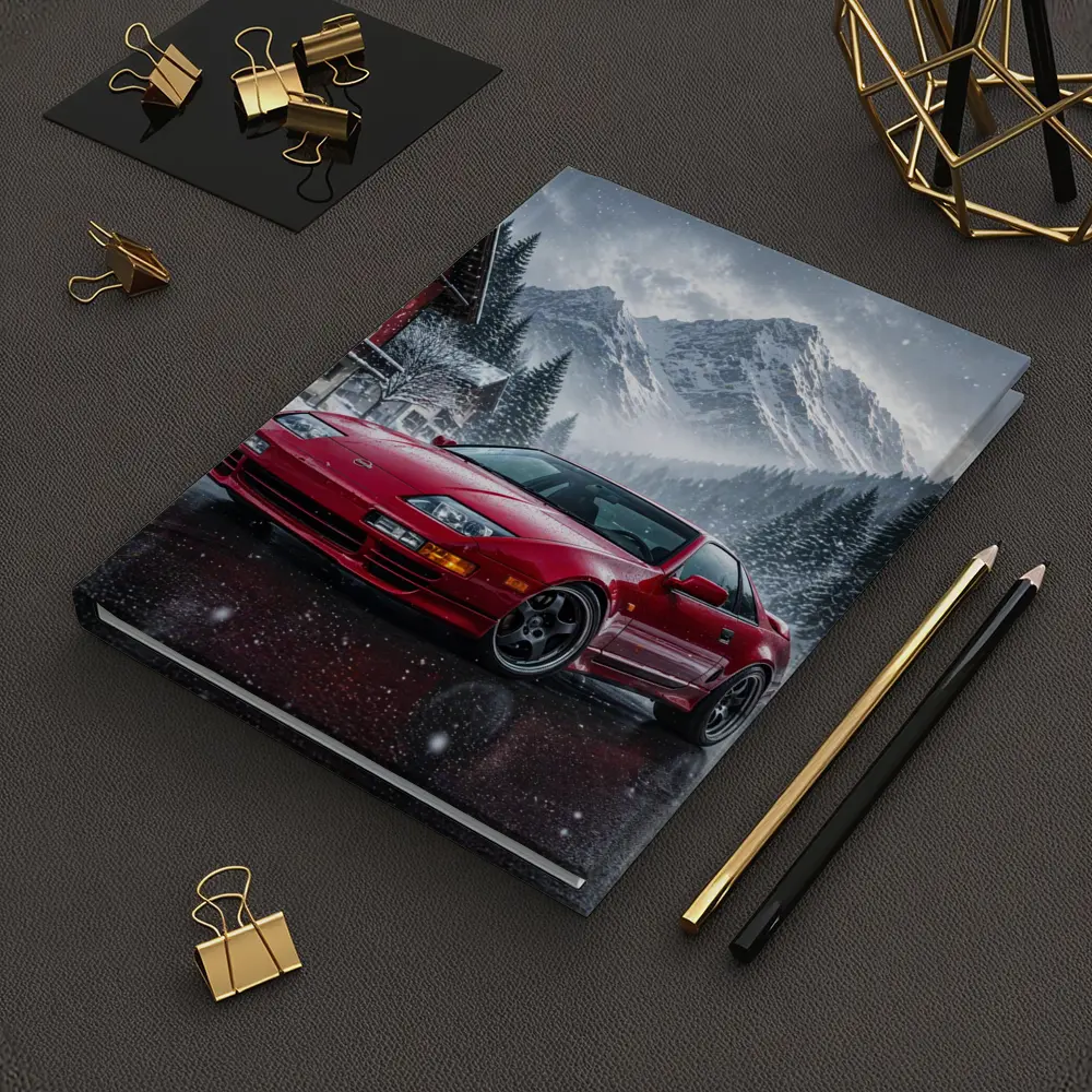 Nissan 300ZX Red Car Snowy Mountain Village – Notebooks