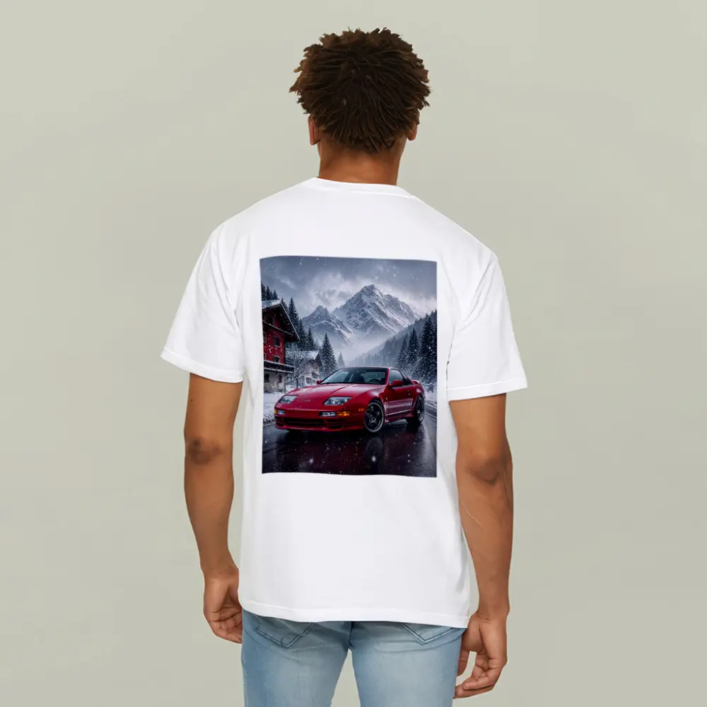 Nissan 300ZX Red Car Snowy Mountain Village – T-Shirts