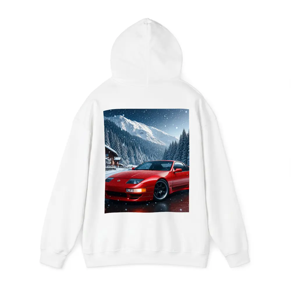 Nissan 300ZX Red Sports Car Snowy Mountains – Hoodies
