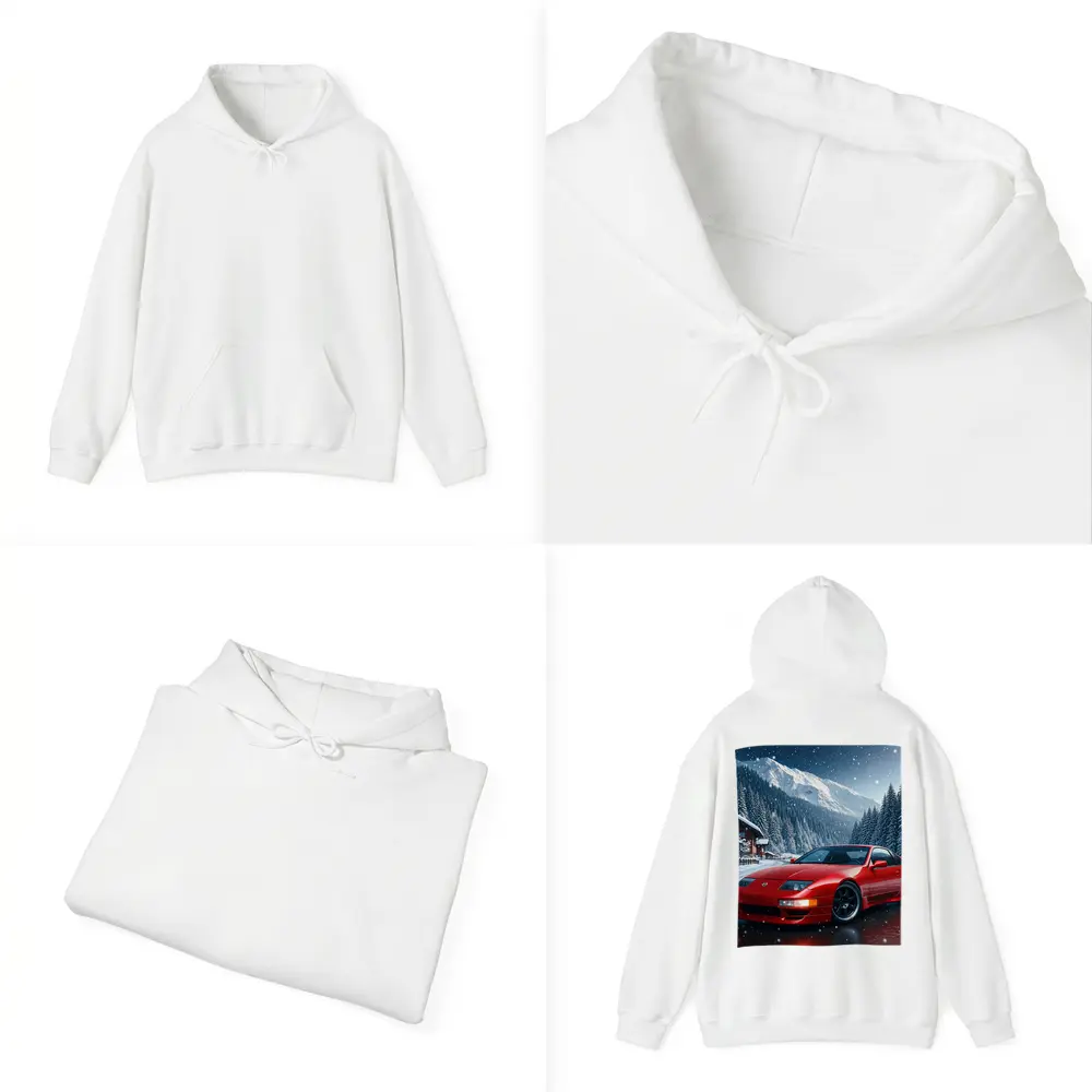 Nissan 300ZX Red Sports Car Snowy Mountains – Hoodies