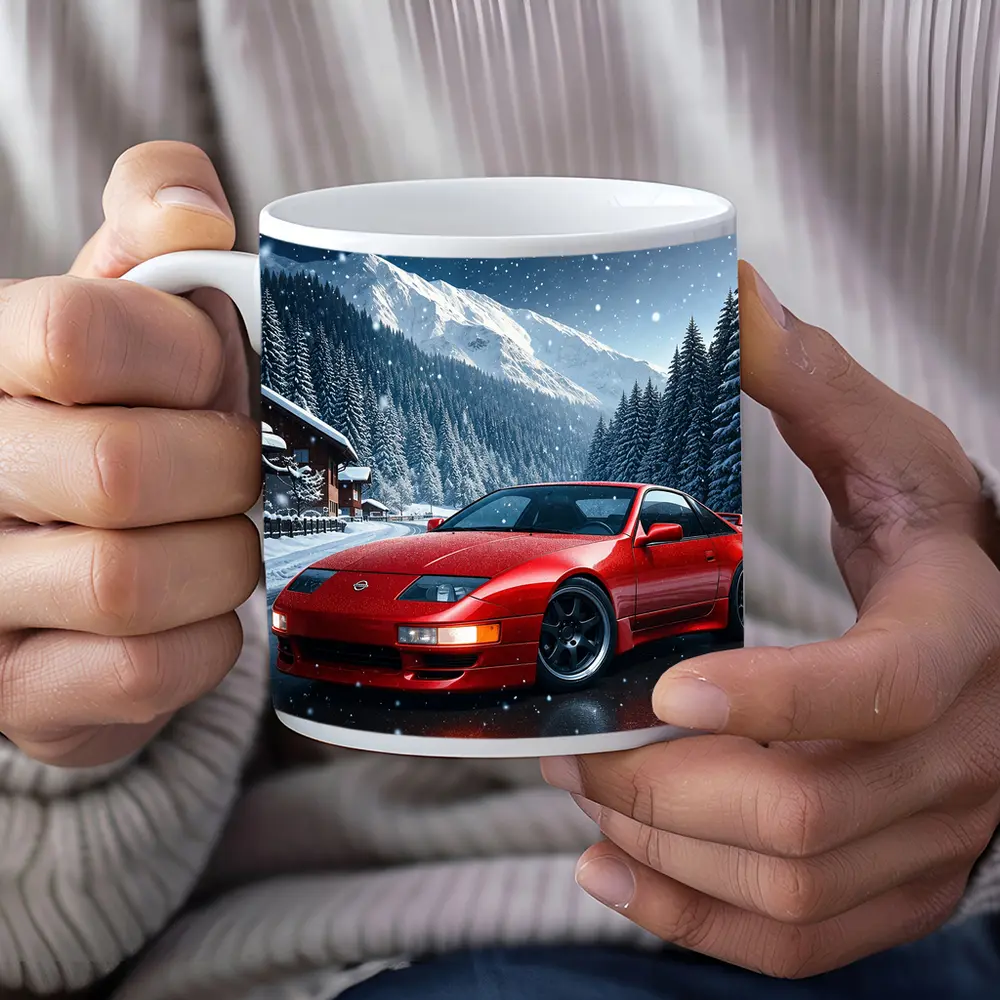 Nissan 300ZX Red Sports Car Snowy Mountains – Mugs