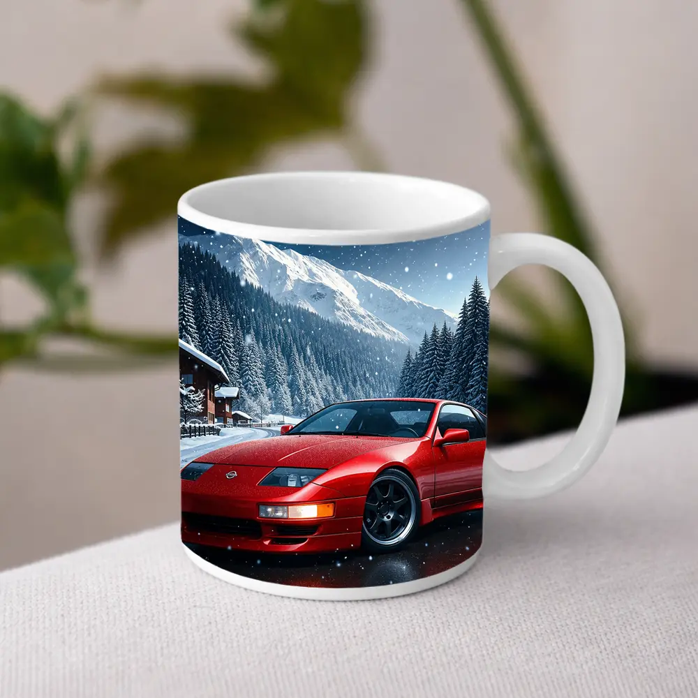 Nissan 300ZX Red Sports Car Snowy Mountains – Mugs
