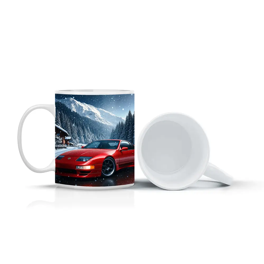 Nissan 300ZX Red Sports Car Snowy Mountains – Mugs