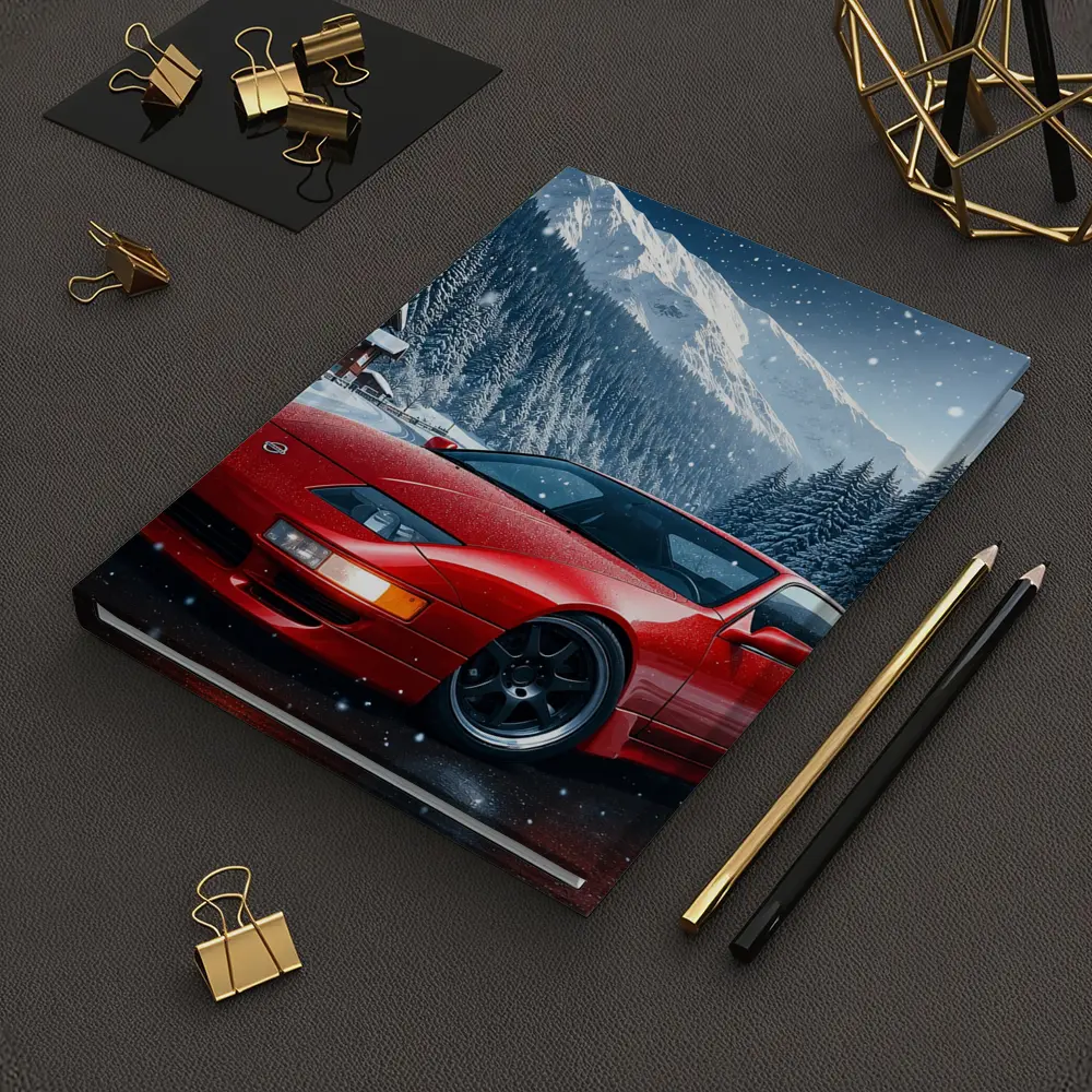 Nissan 300ZX Red Sports Car Snowy Mountains – Notebooks