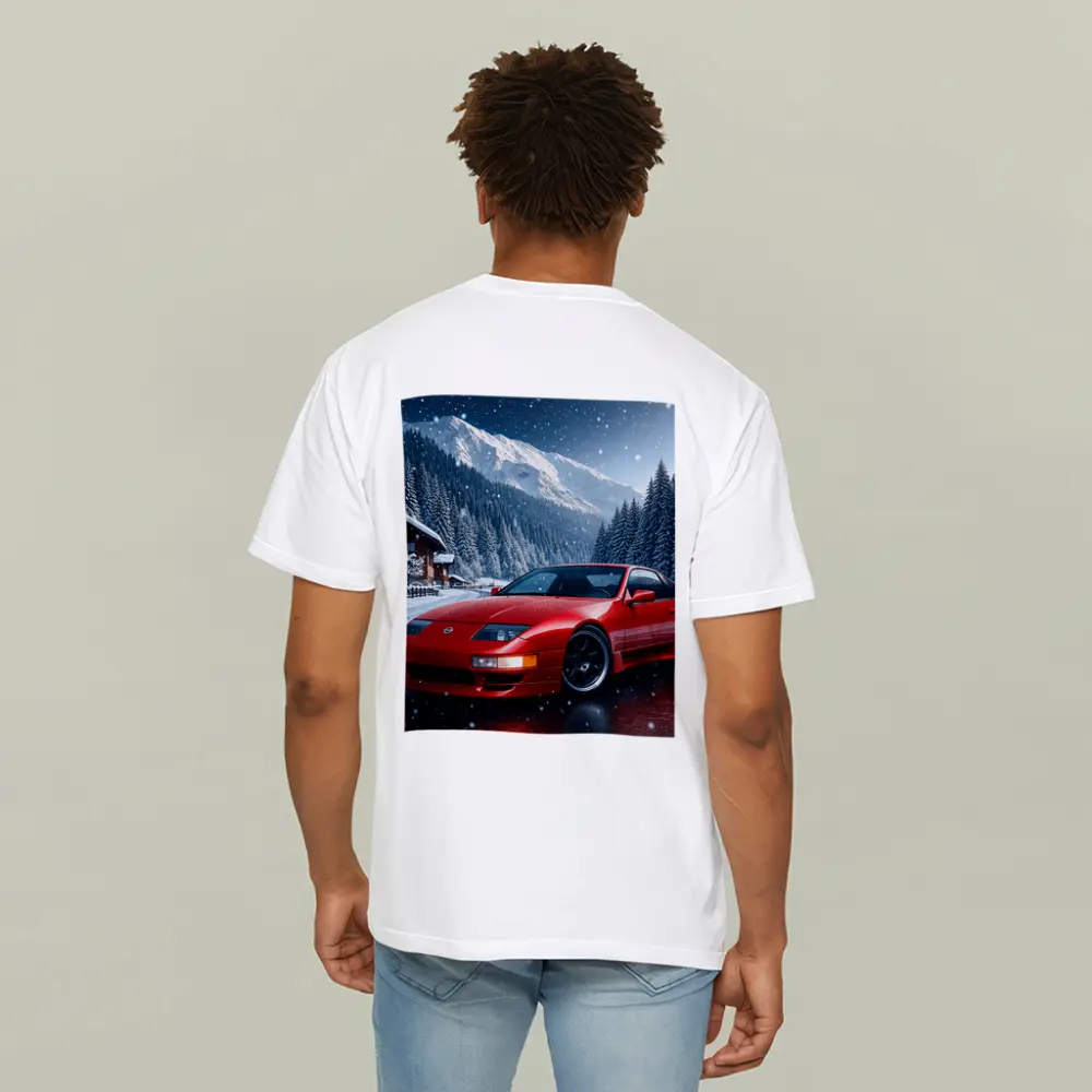 Nissan 300ZX Red Sports Car Snowy Mountains – T-Shirts