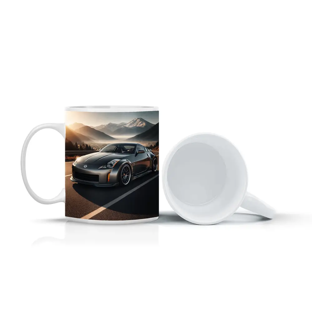 Nissan 350Z Gray Sports Car Mountain Road – Mugs