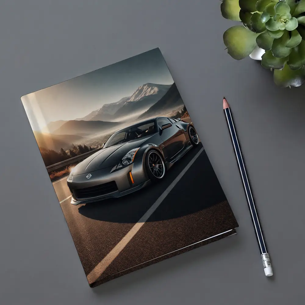 Nissan 350Z Gray Sports Car Mountain Road – Notebooks