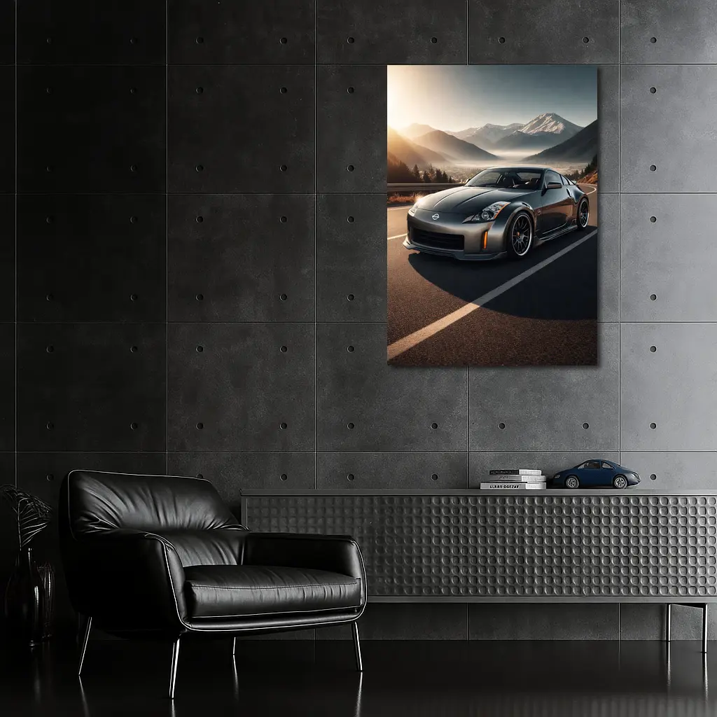 Nissan 350Z Gray Sports Car Mountain Road – Wall Art