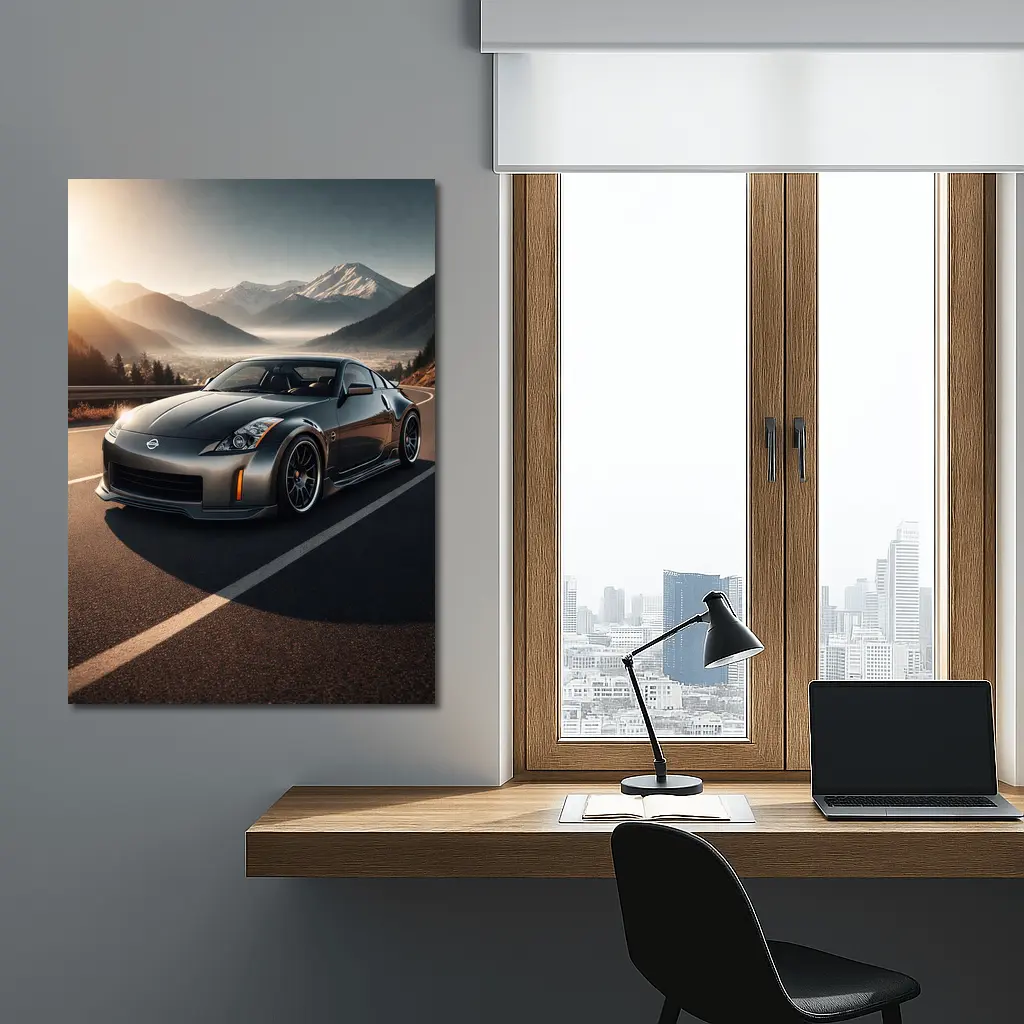 Nissan 350Z Gray Sports Car Mountain Road – Wall Art