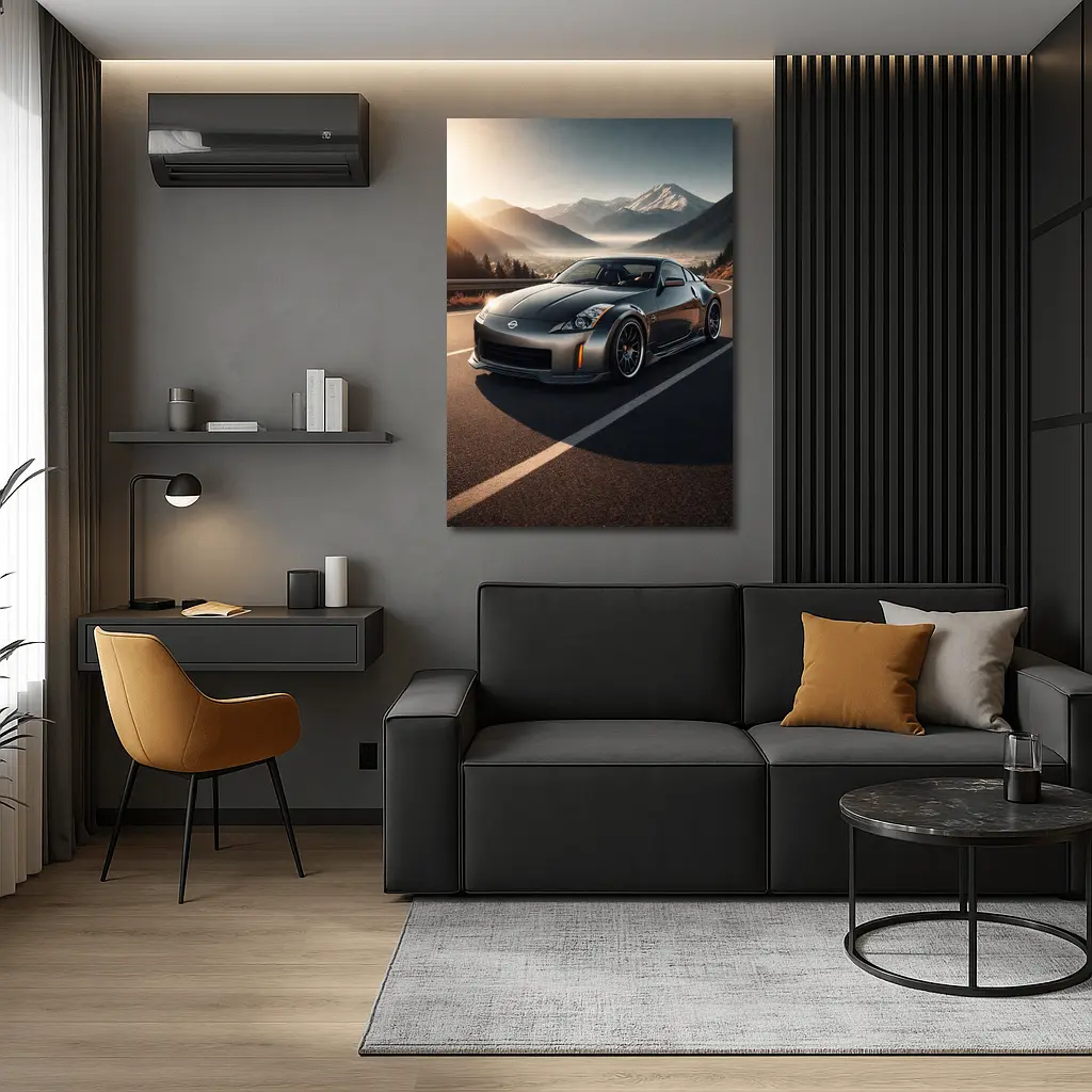 Nissan 350Z Gray Sports Car Mountain Road – Wall Art