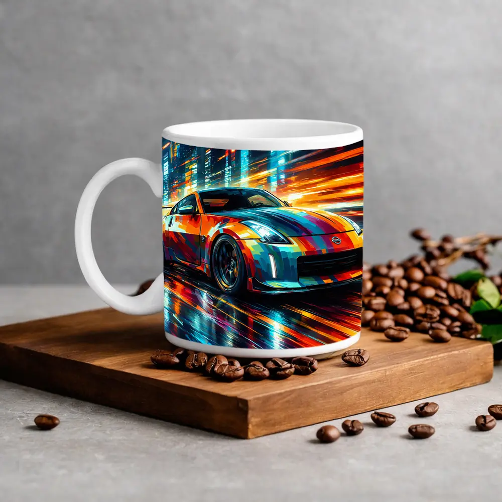 Nissan 350Z Colorful Art City Night – Mugs