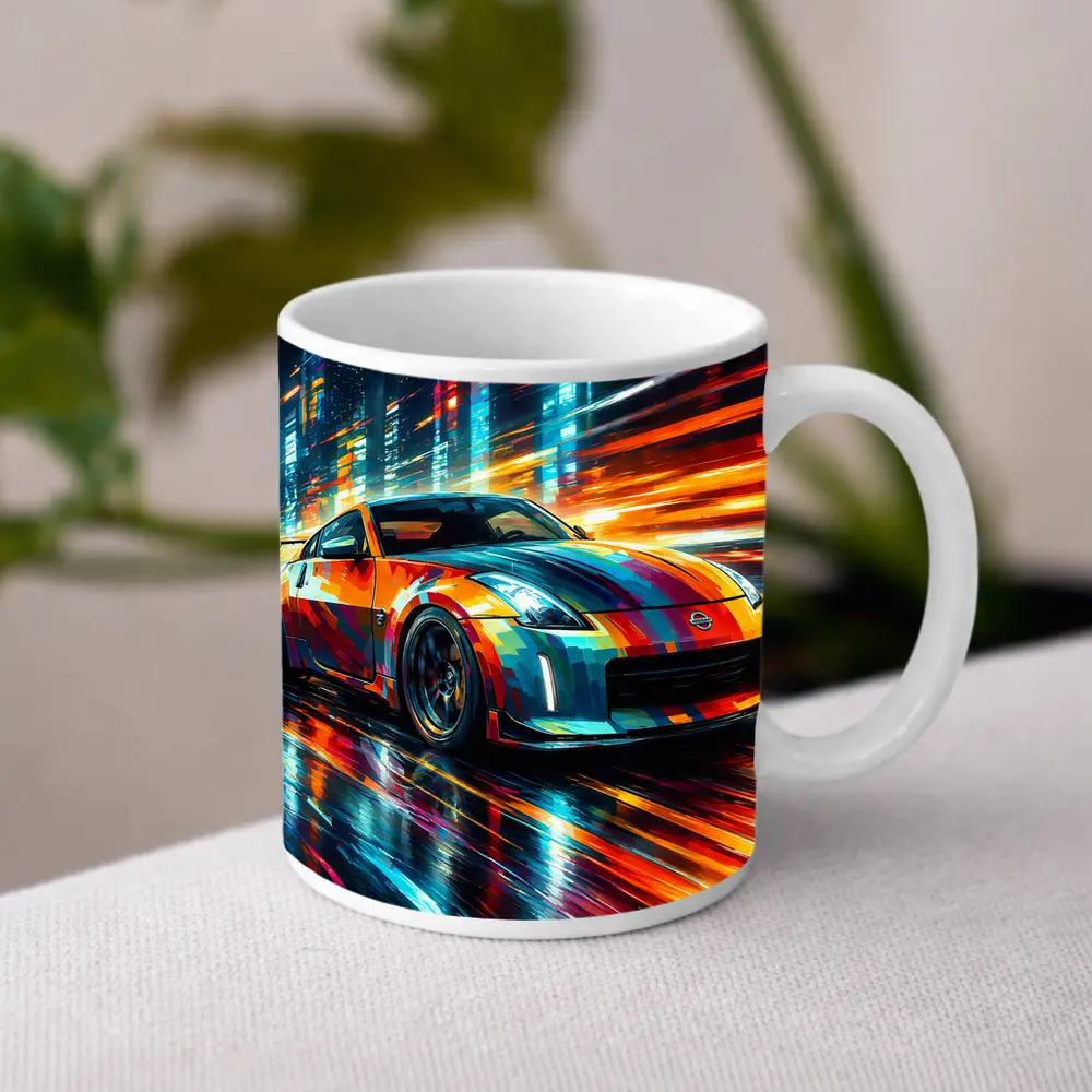 Nissan 350Z Colorful Art City Night – Mugs