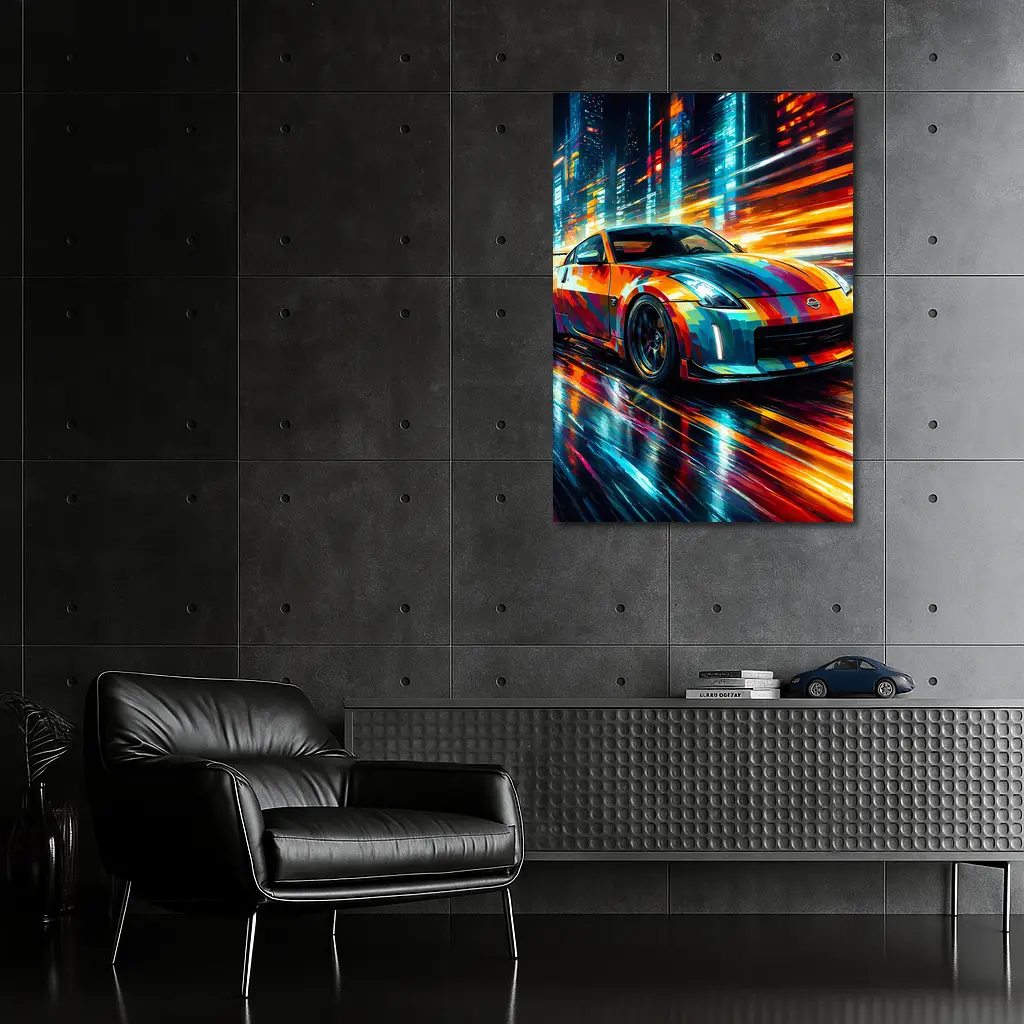 Nissan 350Z Colorful Art City Night – Wall Art
