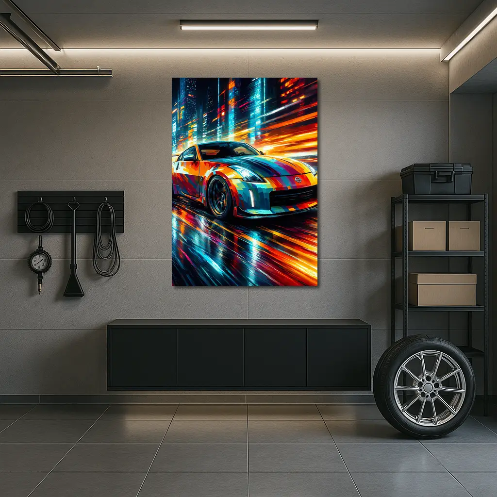 Nissan 350Z Colorful Art City Night – Wall Art