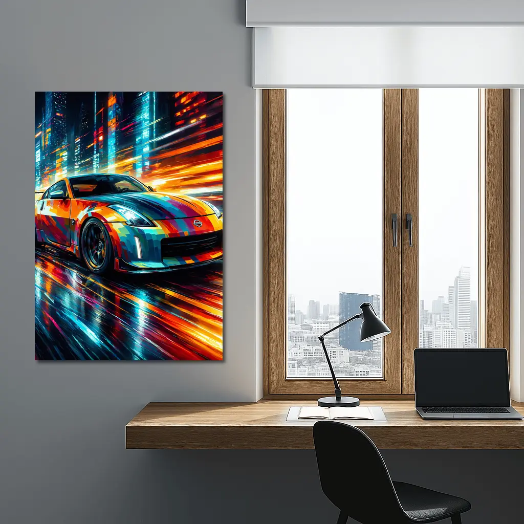 Nissan 350Z Colorful Art City Night – Wall Art