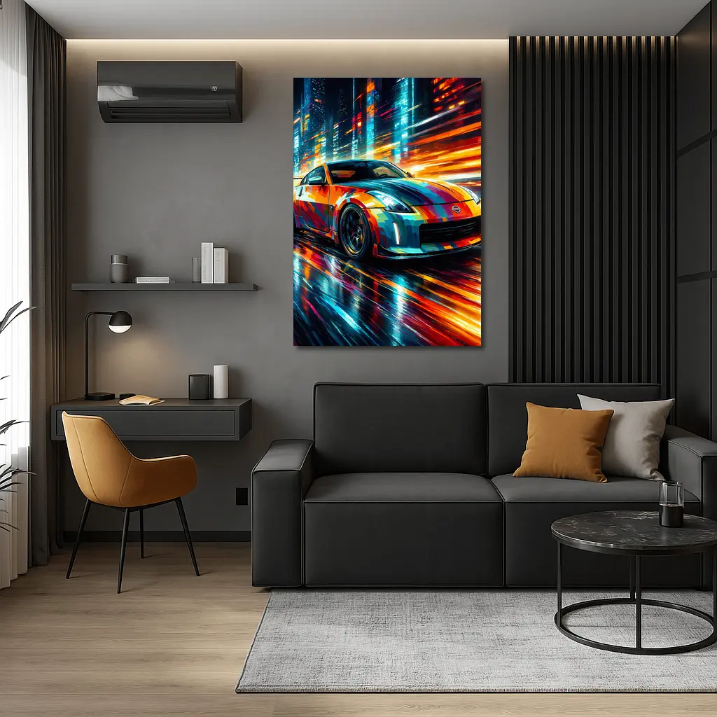Nissan 350Z Colorful Art City Night – Wall Art