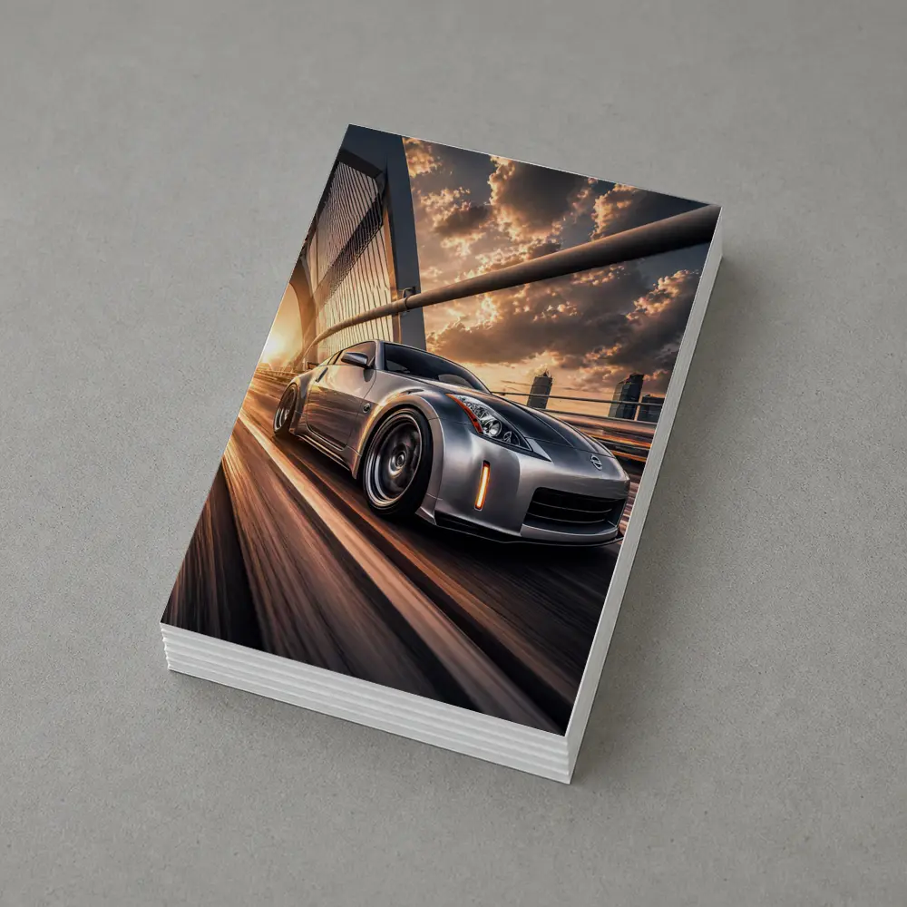Nissan 350Z Silver Bridge Sunset Drive – Postcards