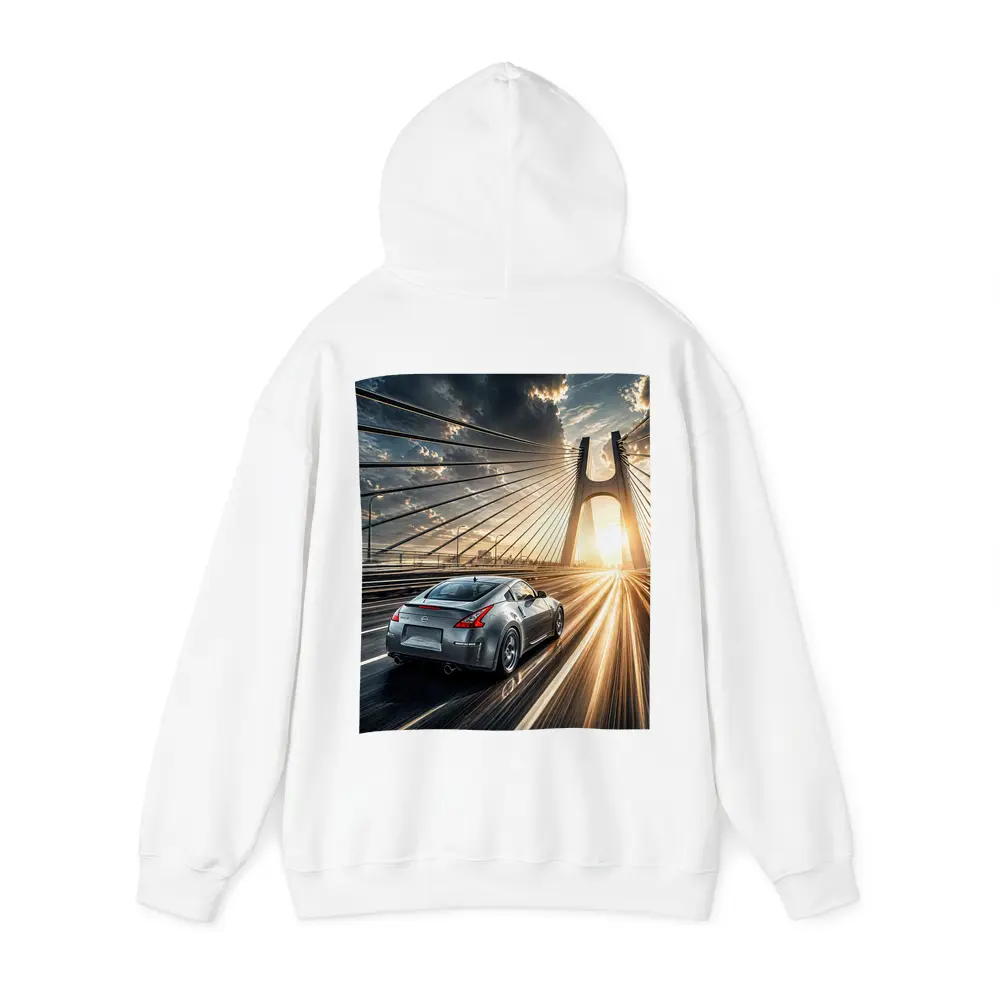 Nissan 370Z Racing Across Sunset Bridge – Hoodies