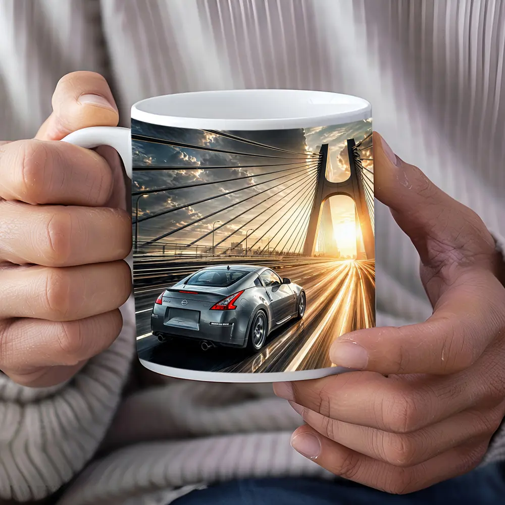 Nissan 370Z Racing Across Sunset Bridge – Mugs