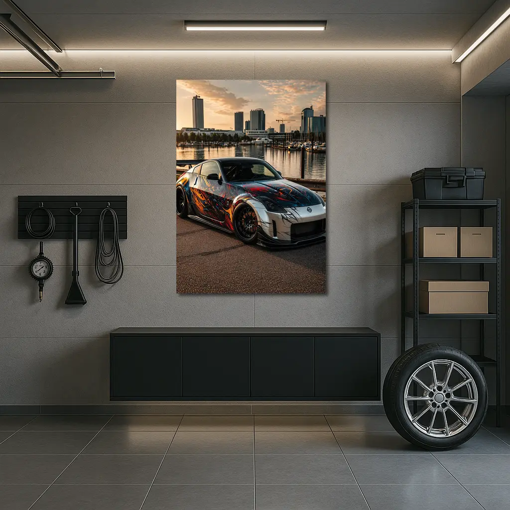 Nissan 350Z Custom Paint Cityscape Waterfront – Wall Art