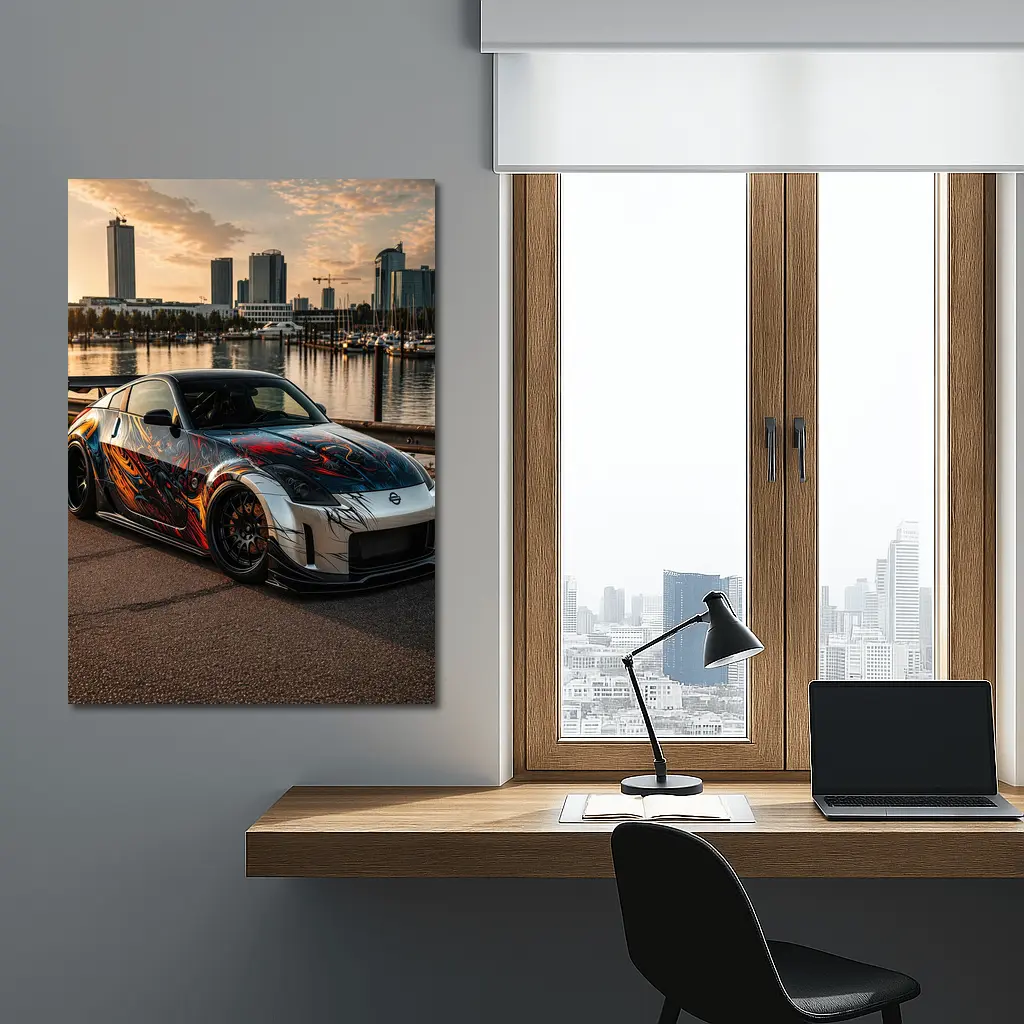 Nissan 350Z Custom Paint Cityscape Waterfront – Wall Art